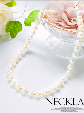 仿珍珠项链女生小香风锁骨链短款脖子颈链百搭配饰品毛衣链子051