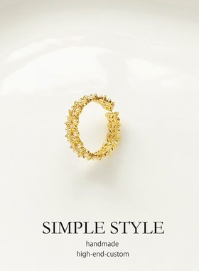 金色戒指女士高级感气质精致ins食指戒指开口戒子可调节指环E019