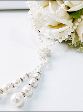 长款旗袍女士多层装饰品小珍珠