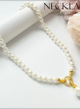 法式复古仿珍珠项链小香风毛衣链颈链百搭锁骨链子女士配饰品L081