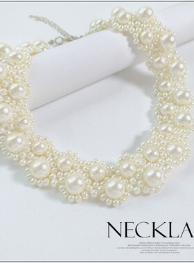 小香风珍珠项链女款短款毛衣链项圈锁骨链子颈链条百搭配饰品L065