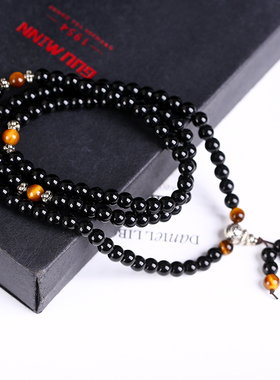 手串男施琦缘黑曜石水晶日韩潮流