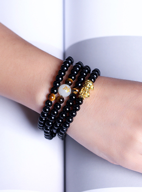 黑曜石夜光十二生肖招财转运佛珠