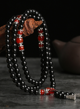 水晶黑曜石红玛瑙民族风首饰品