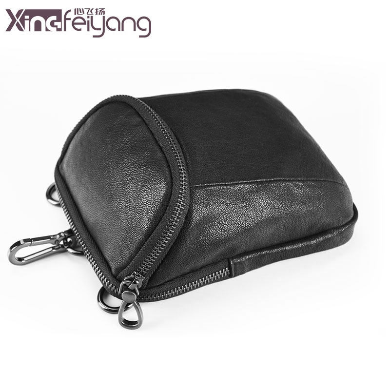 腰包真皮头层羊皮男单肩登山斜挎包 心飞扬箱包男士包袋