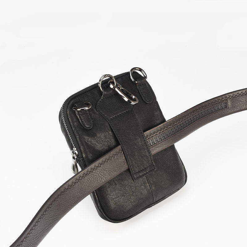 腰包真皮头层羊皮男单肩登山斜挎包 心飞扬箱包男士包袋