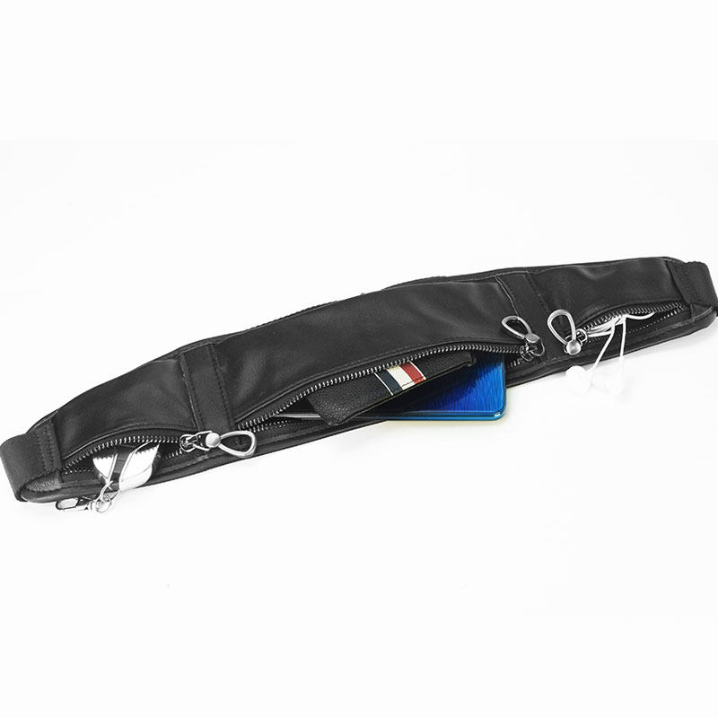 新款羊皮跑步贴身薄款头层真皮腰包 心飞扬箱包男士包袋