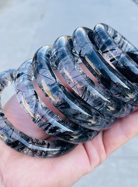 纯天然黑发晶手镯 黑碧玺手串 一物一图