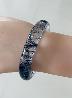 一物一图 纯天然黑发晶手镯 黑碧玺手串