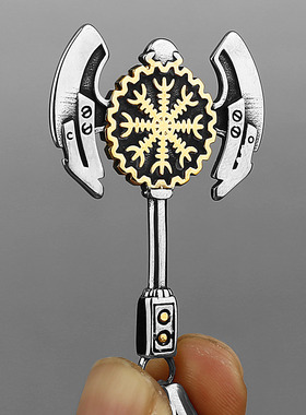 北欧维京斯拉夫斧头钛钢吊坠欧美男士时尚霸气不锈钢吊坠项链饰品