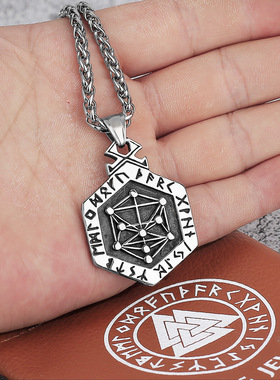 维京图腾钛钢吊坠男女情侣吊坠男士时尚霸气不锈钢吊坠项链