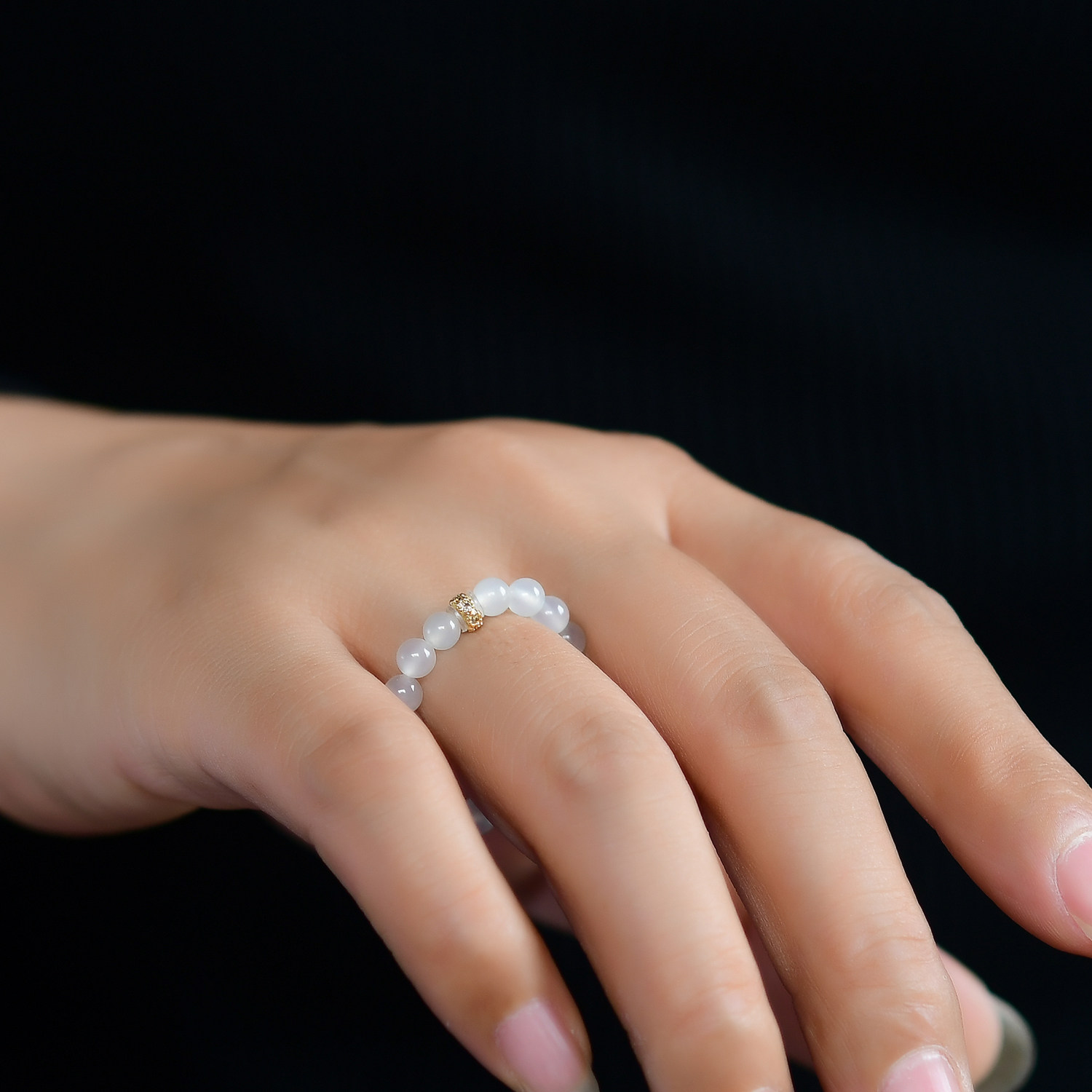 Natural Hetian jade white jade round beads millet beads ring ring white loose beads jade design for men and women with certificates