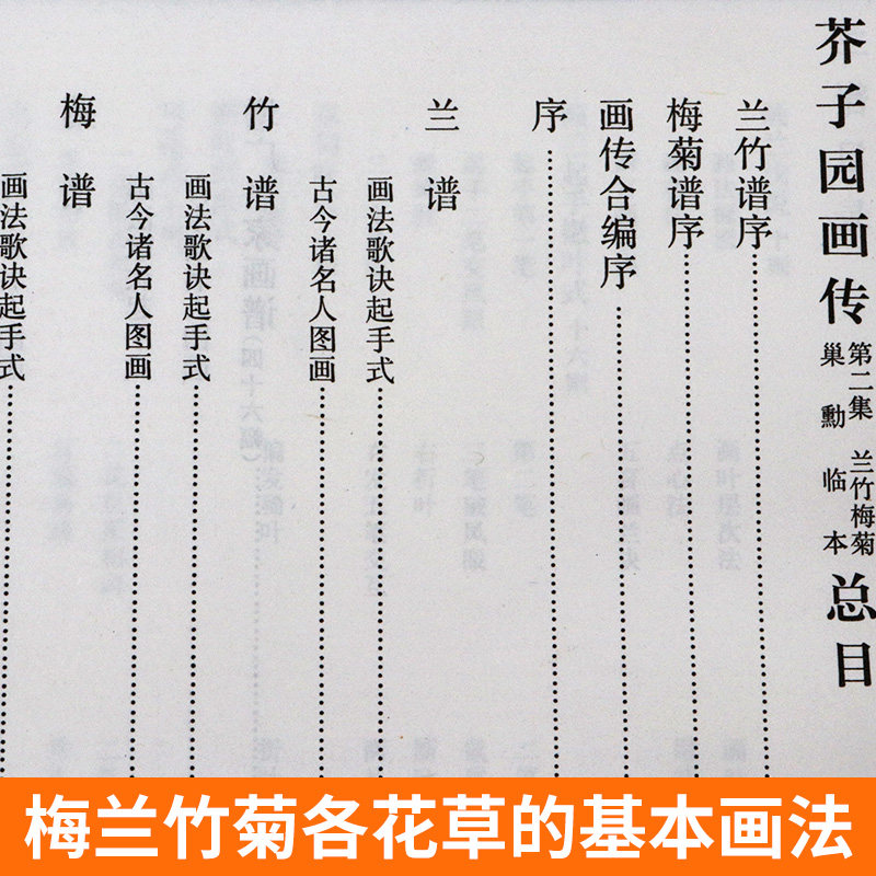 【正版308页】芥子园画传集兰竹梅菊巢勋临本 芥子园画谱 中国画毛笔写形构图基本技法绘画学习美术专业教程书传世画谱 人美