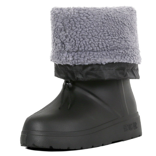 冬季保暖雨鞋 男女中高筒加棉雨靴防滑轻便EVA泡沫加绒加厚防水鞋