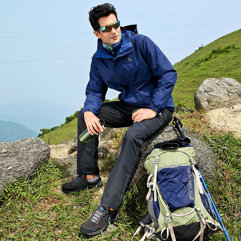 Camel骆驼户外登山鞋男 秋季户外情侣鞋牛皮减震防滑越野徒步鞋男