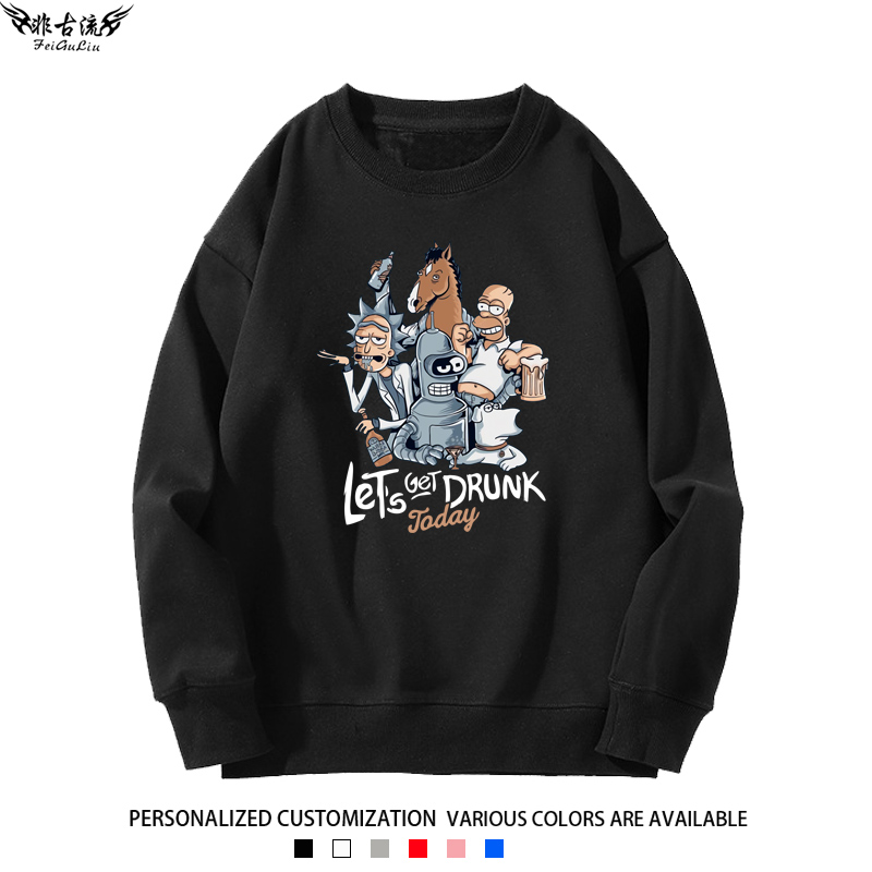 辛普森一家联名瑞克与莫蒂衣服男女圆领卫衣潮牌卡通动漫衣服长袖-图0