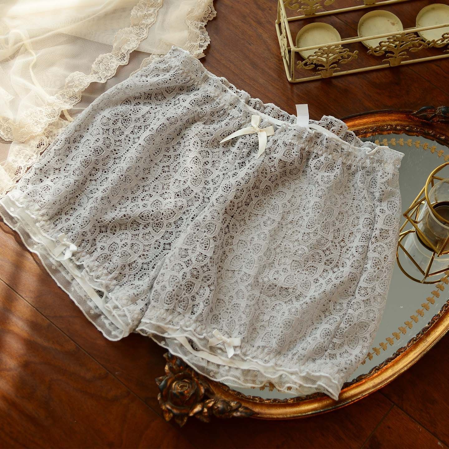 日韩纯色蕾丝简约防走光短裤清纯睡裤宽松家居打底裤女短裤裤衩,淘宝优惠券,粉丝福利购,淘宝优惠卷