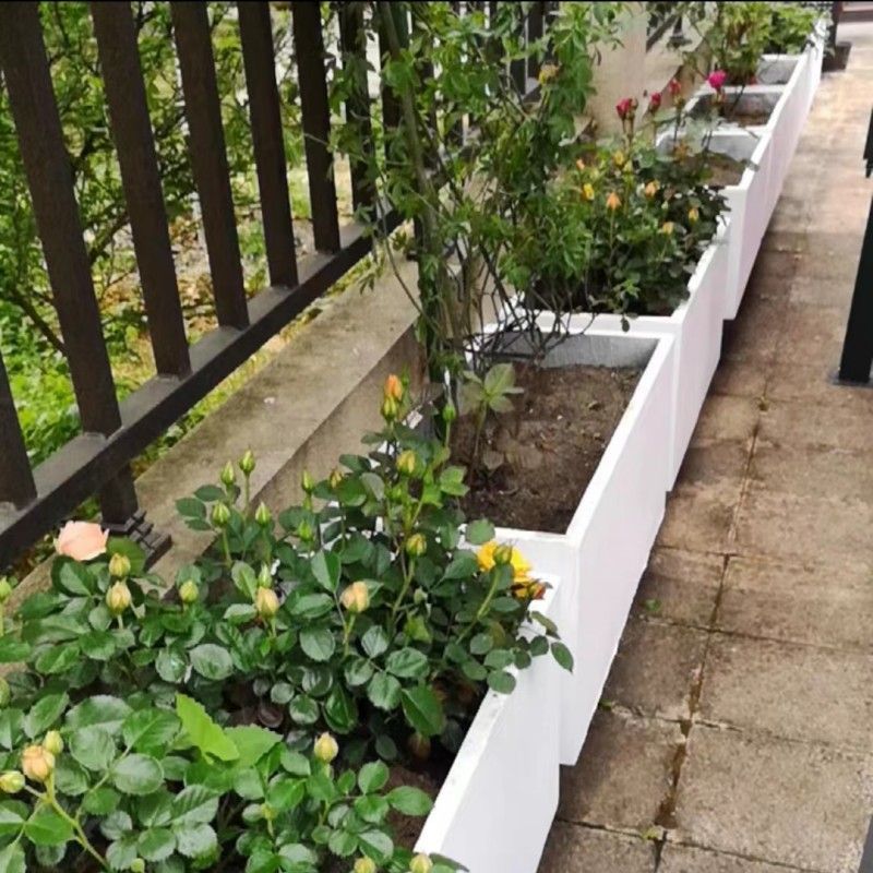 水泥花盆镁泥花箱长方形花池长条窄盆花槽户外庭院种植箱花坛围栏 - 图2