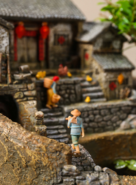 创意流水摆件循环水玄关永动客厅造景鱼缸禅意造景桌面装饰品复古