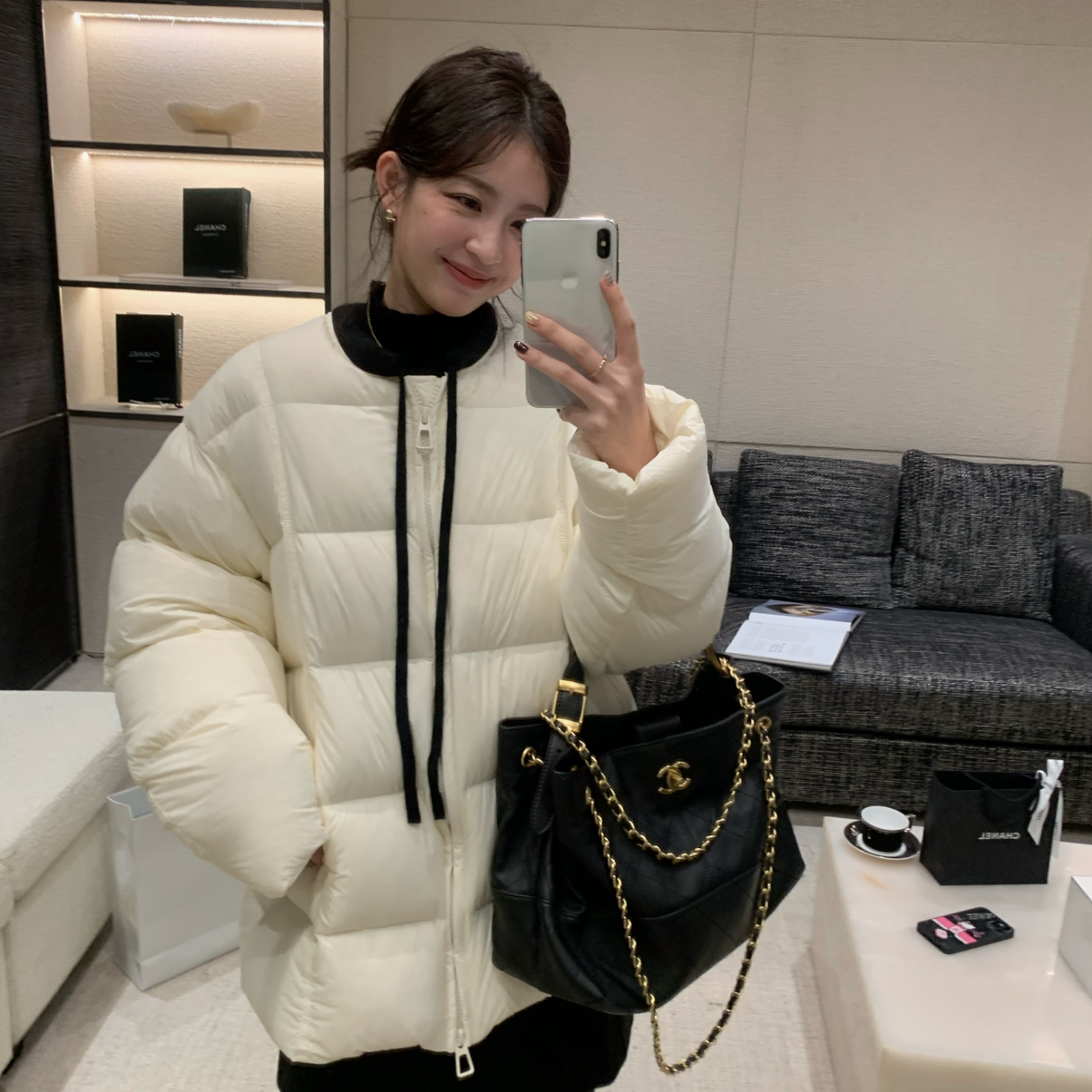 ONION-miu系千金感气质阔型宽松保暖羽绒服外套Y258013 - 图1