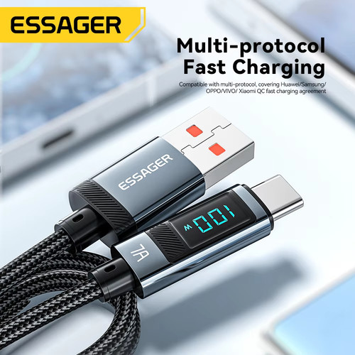 Essager 7A USB Type C Cable 100W USB C Charger Data For Realme Huawei 66W Fast Charging Wire Cord - 图3