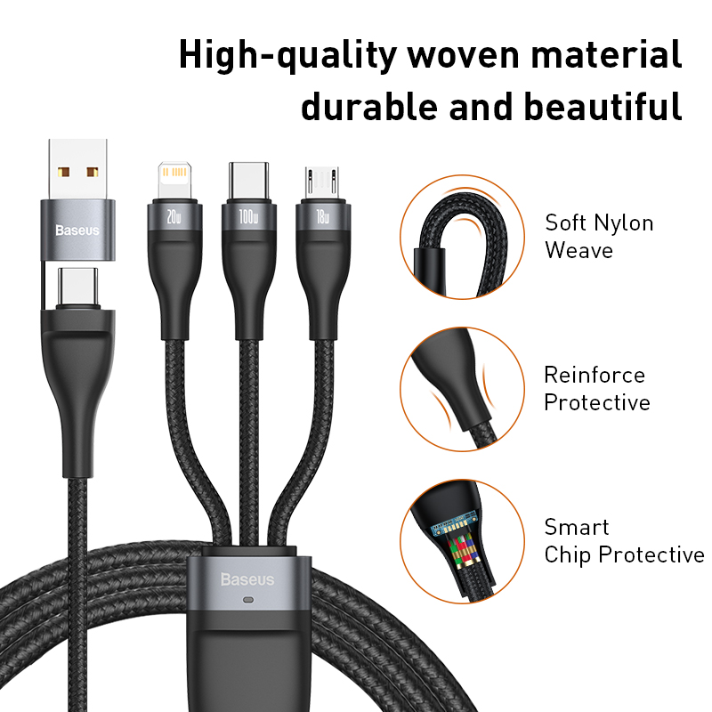 3 in 1 USB C Cable for iPhone 14 Pro 11 Charger Cable 100W - 图0