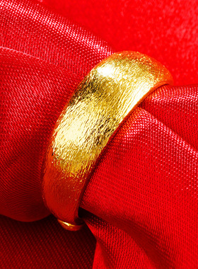 沙金色戒指拉丝磨砂久不掉色指环钢印情侣礼物新中式对戒活口男女