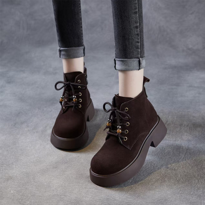 2025新款马丁靴女松糕厚底女短靴磨砂皮英伦切尔西靴女复古女单靴,淘宝优惠券,粉丝福利购,淘宝优惠卷