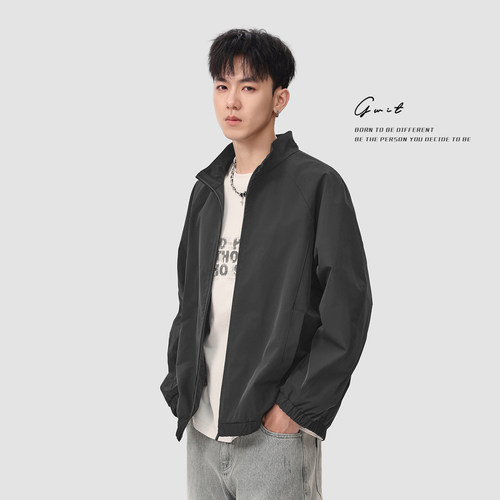 GWIT 户外防风硬汉修身夹克春秋上衣短款外套男美版经典款弯刀袖 - 图0