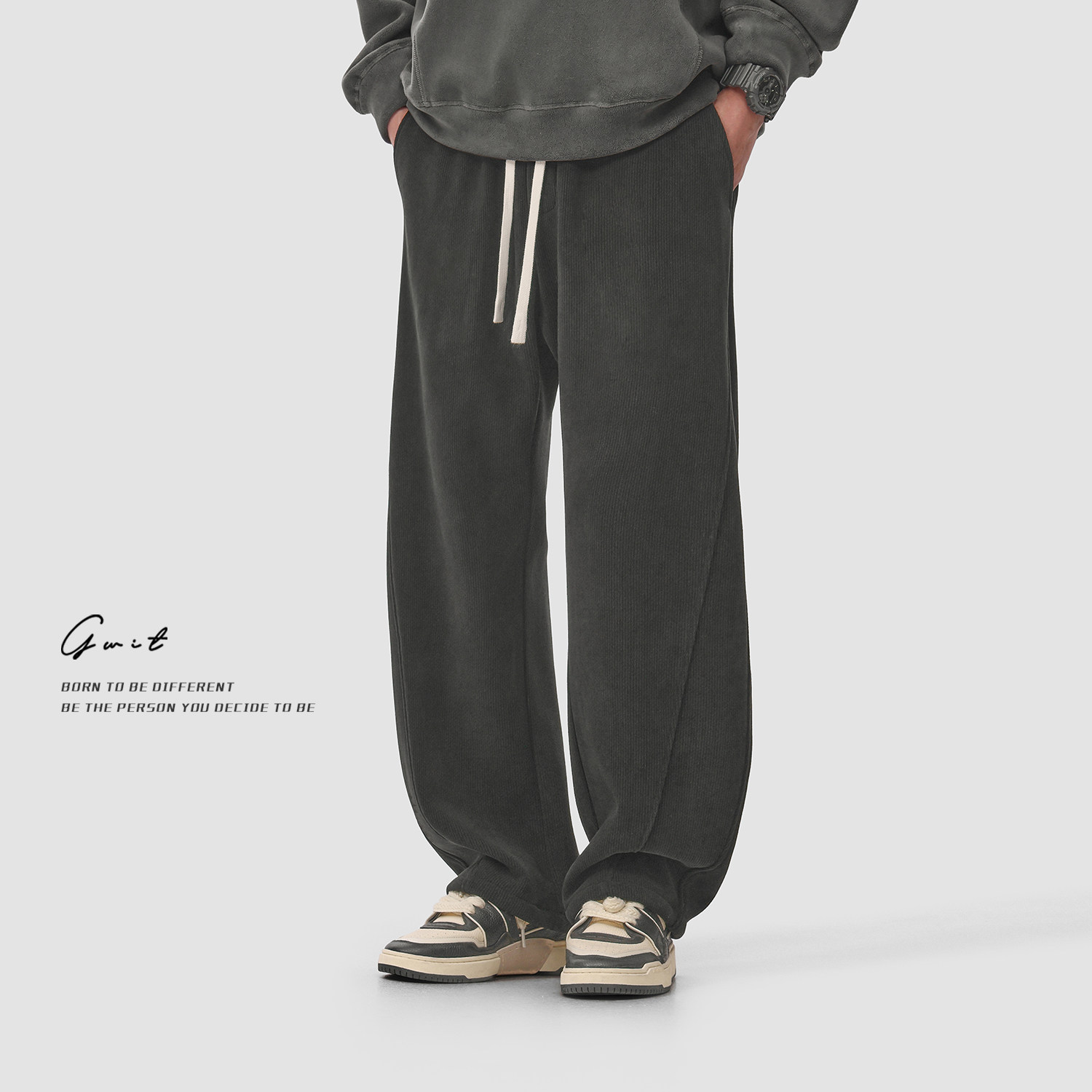 Heavy drape plus velvet scimitar casual pants