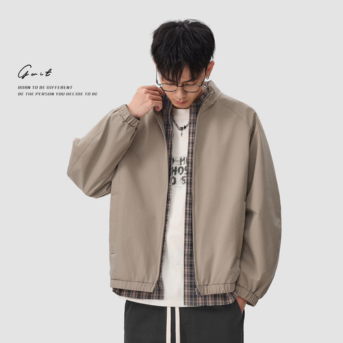 GWIT 户外防风硬汉修身夹克春秋上衣短款外套男美版经典款弯刀袖 - 图1