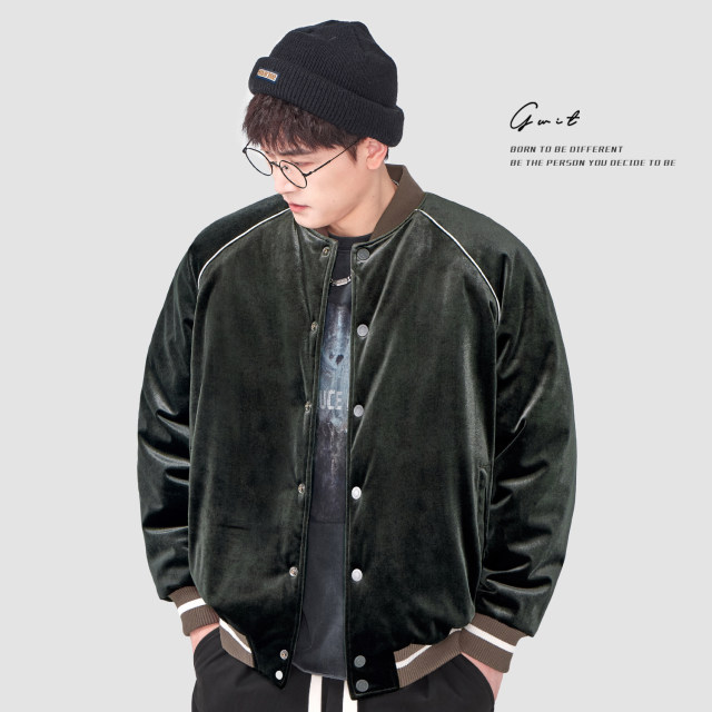 GWIT winter velvet embroidered baseball collar cotton jacket GWIT winter velvet embroidered baseball collar cotton jacket