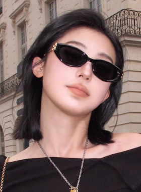 猫眼近视墨镜女窄框韩版遮阳度数