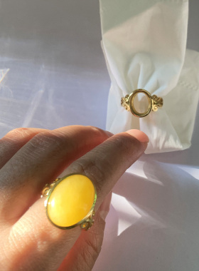 古图925纯银镀黄金戒指空托