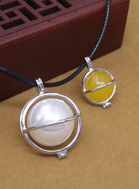 幸运星球无孔镶嵌蜜蜡珍珠空托