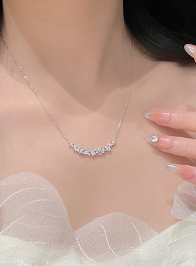 紫藤花项链女款999纯银微笑轻奢高级感锁骨链银饰生日礼物送女友