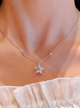 幸运星项链女款纯银轻奢小众锁骨链五角星吊坠送女友生日礼物闺蜜