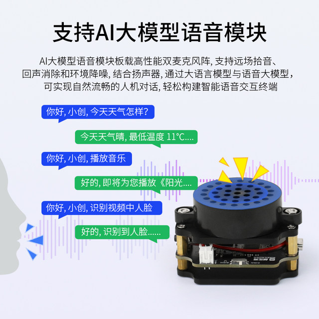 AI voice interaction module Speech recognition broadcast dual-mic sound offline synthesis Programmable sensor ROS2