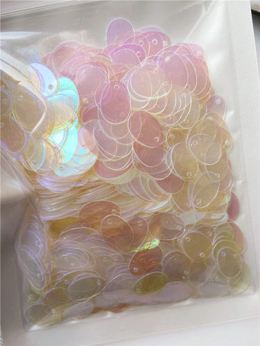 包邮50克手缝单孔亮片透明彩椭圆吊片DIY手工饰品配件服装辅料 - 图3