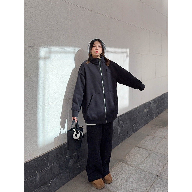 vogana戛纳家大码原创运动风宽松懒人加绒卫衣可调节阔腿裤套装,淘宝优惠券,粉丝福利购,淘宝优惠卷