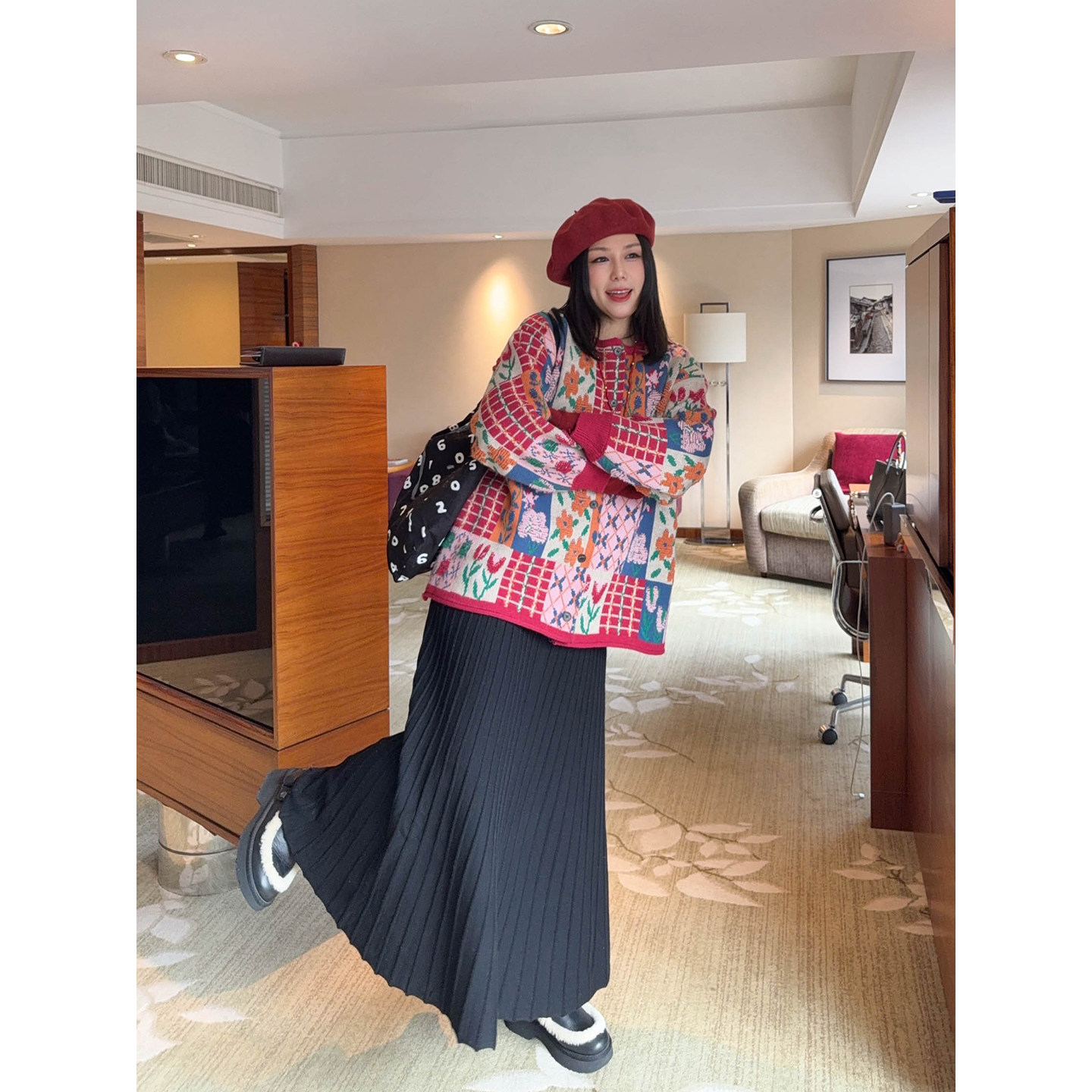 VOGANA戛纳家大码女装简约女神裙冬气场纸片人针织百褶A字半身裙,淘宝优惠券,粉丝福利购,淘宝优惠卷