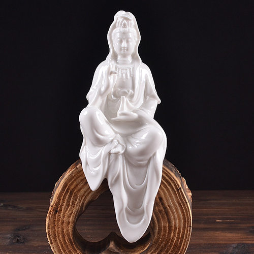 陶瓷工艺品观音紫砂自在观世音菩萨家居客厅桌面博古架装饰品摆件 - 图1