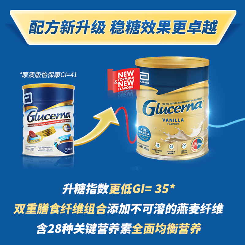 ABBOTT雅培Glucerna营养粉850g糖尿无糖香草味新版850g老人成人 - 图1