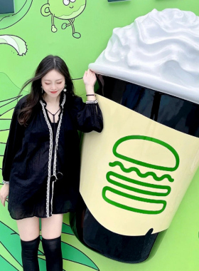 仿真巨型美式汉堡模型雕塑摆件门头招牌立体壁挂玻璃钢装饰定制