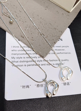 复古磨砂金属风项链个性冷淡风锁骨链高级感可调节一款多戴毛衣链