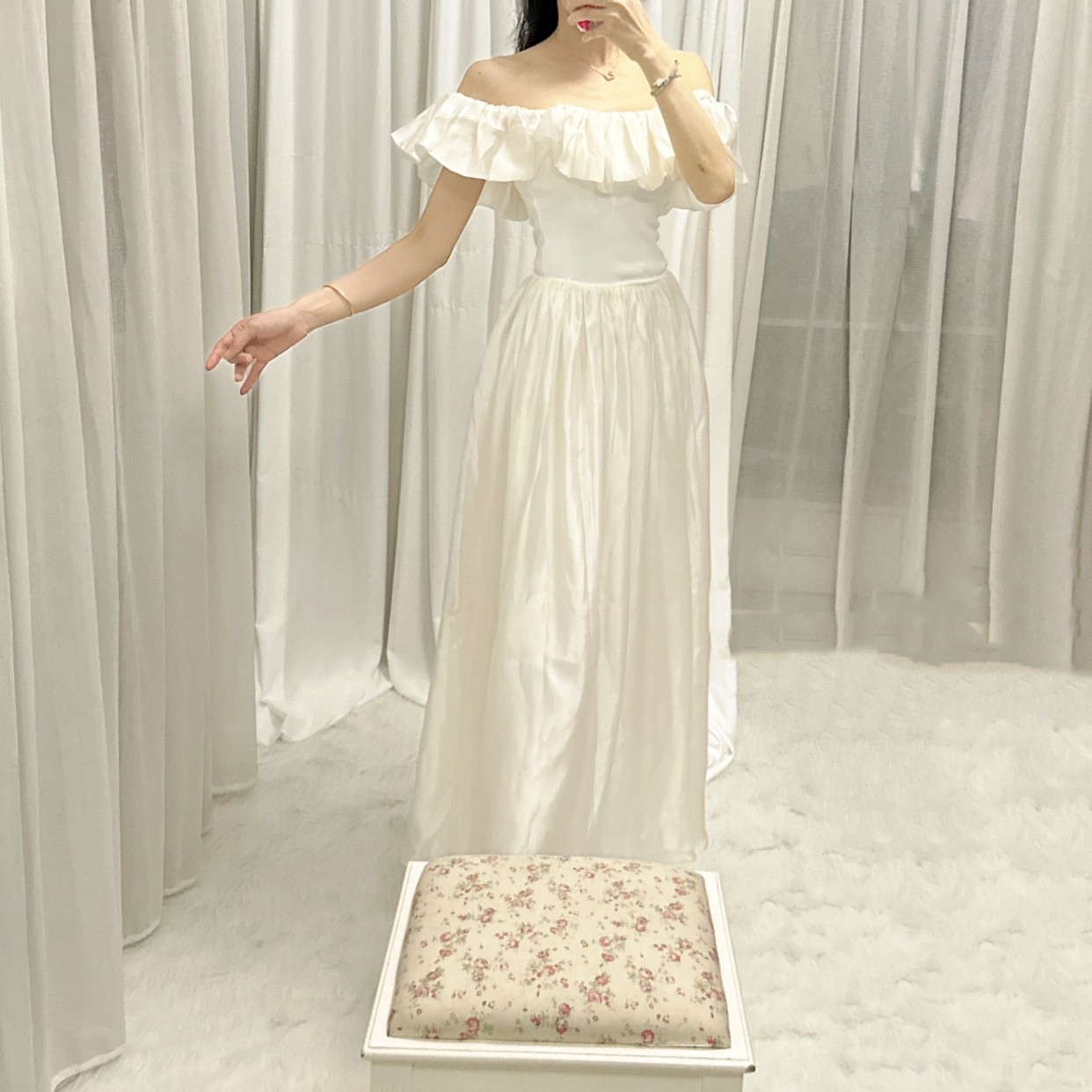 ALU夏限定私服OOTD_法國里昂優質府綢真絲美肌鉑金貴婦洋裝連衣裙 - 图3