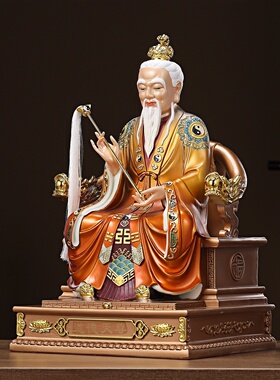 翡铜彩道德天尊供奉神像