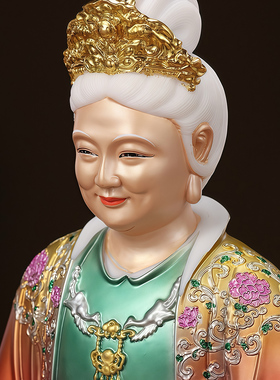 翡铜彩黎山老母无极无生供奉神像