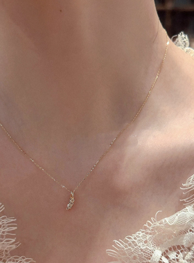 回馈款 日系小众设计感迷你树叶羽毛项链925银镀金礼物女精致质感