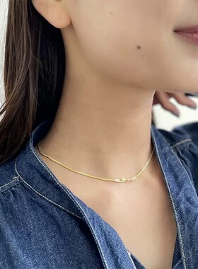 回馈款 日系同star蝴蝶结蛇骨链项链耳钉女s925银镀金锁骨链百搭